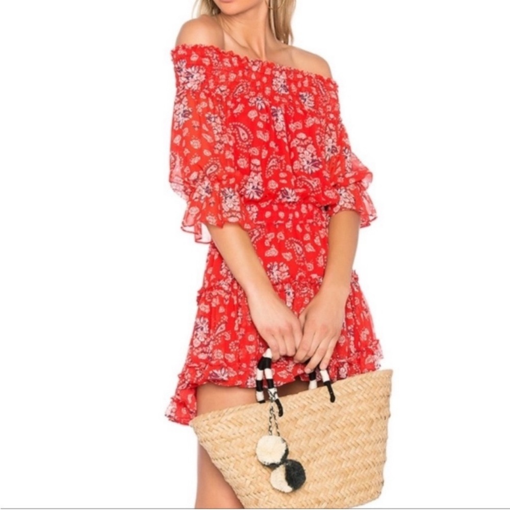 MISA LOS ANGELES DARLA PAISLEY MINI DRESS SIZE XSMALL RED FLORAL